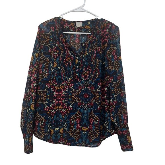 Converse One Star Womens Floral Long Sleeve Top Blouse SZ M Multicolor - Picture 1 of 9